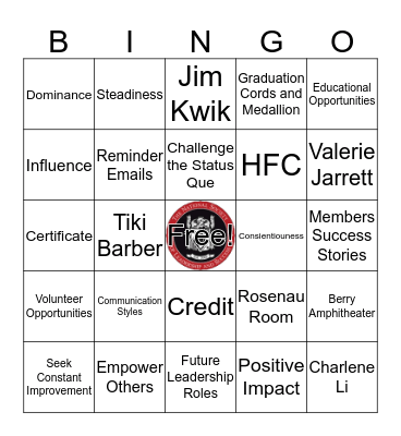 National Society of Leadership and Success Bingo Card