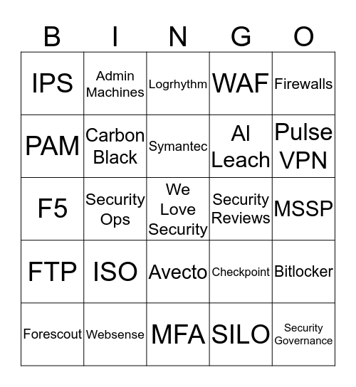 Security Bingo Card
