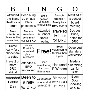 Volunteer Appriciation Party!  Bingo Card