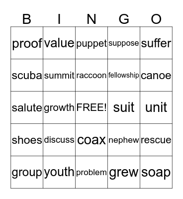 SPELLING LIST 5 Bingo Card