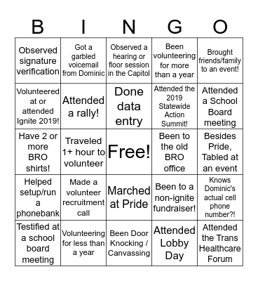 Volunteer Appriciation Party Icebreaker! Have other people initial boxes that are true for them, you cant initial your own! Staff cannot help :)  Bingo Card