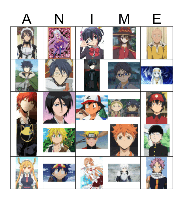 Anime Bingo Card