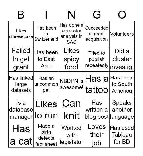 NBDPN BINGO! Bingo Card