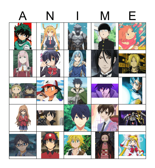 Anime Bingo Card