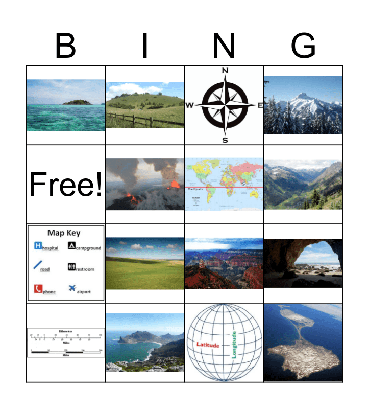 Landforms and Maps Bingo Card