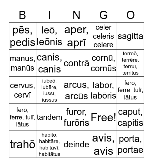 Labōrēs Herculis Bingo Card