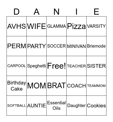 Danie Bingo Card