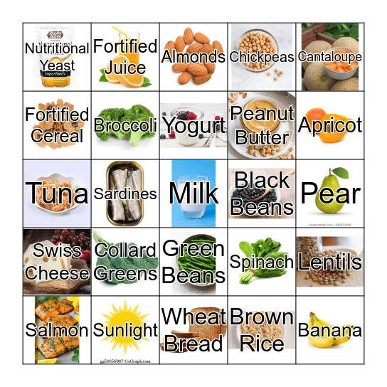 Nutrition Bingo! Bingo Card