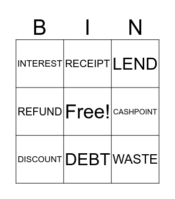 MONEY MATTERS Bingo Card