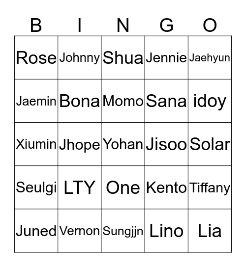 BINGO ENA95LTY Bingo Card