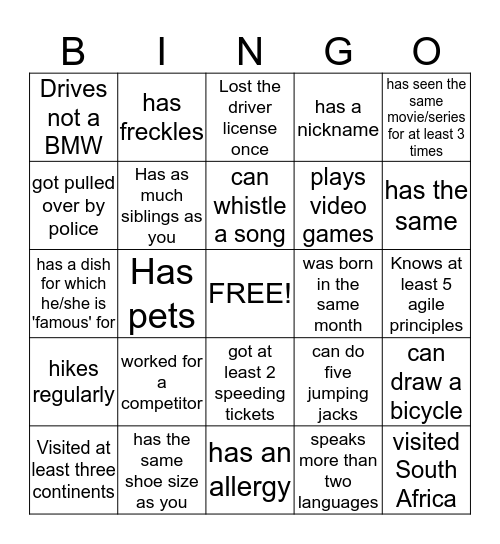 Find someone who ... Bingo Card