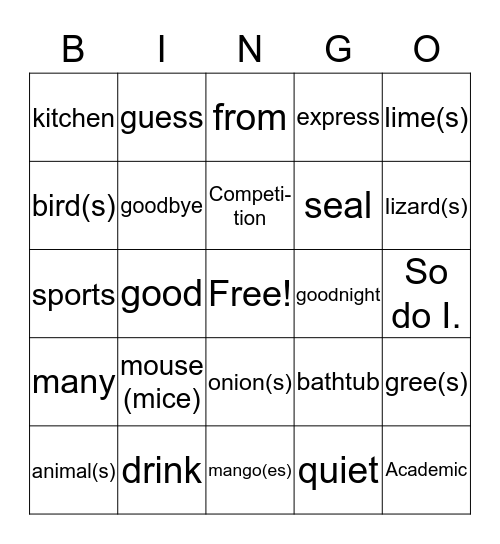 U7-2/2ingo Bingo Card