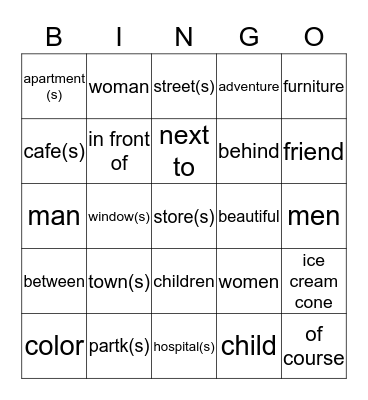 U8 Bingo Card