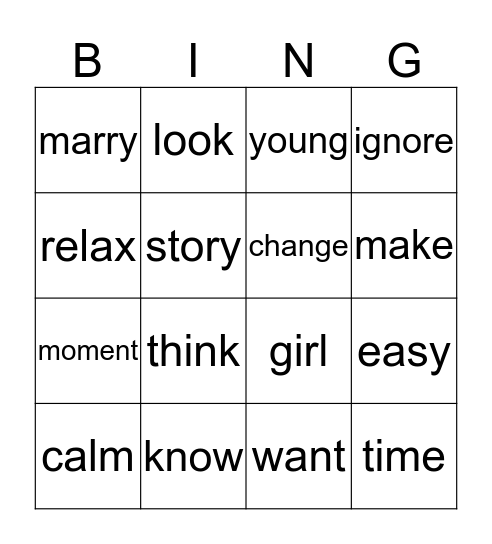 Father and song Bingo Card