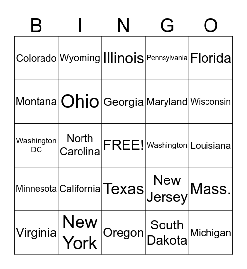 What States are Calling Today Bingo Card