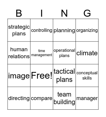 Management  Bingo Card