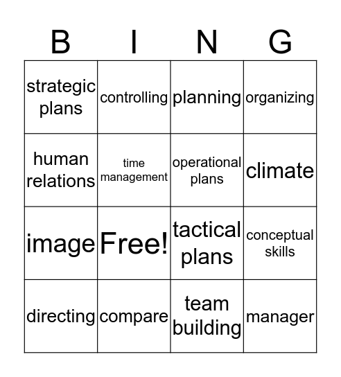 Management  Bingo Card