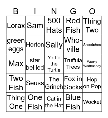 Seussingo Bingo Card