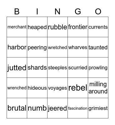 I Survived the American Revolution ch.5-8 Bingo Card