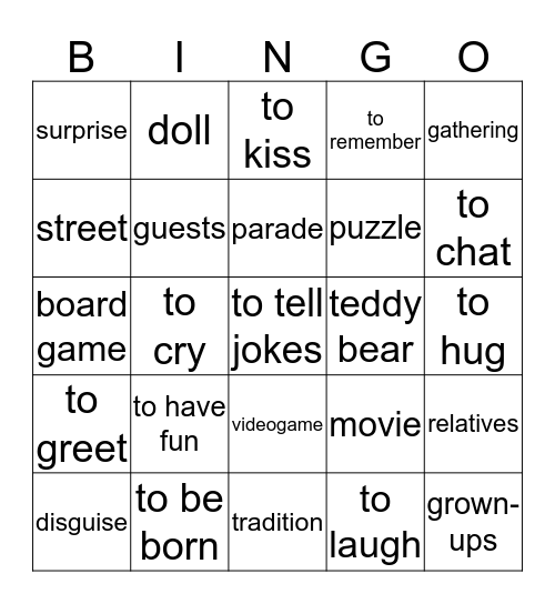 Celebraciones - Espanol 2 Bingo Card