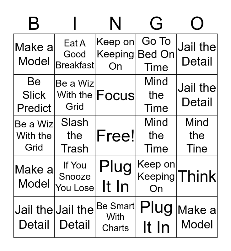 Test Taking Strategies Bingo Card