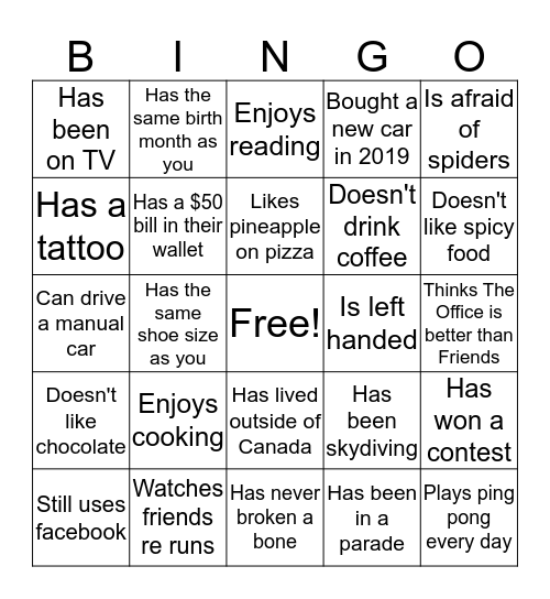 Bingo Sheet #1 Bingo Card