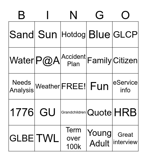 Summer Fun Bingo! Bingo Card
