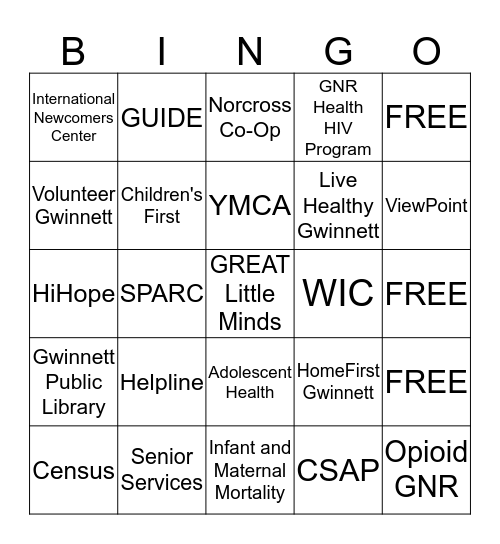 Great Connections Bingo Card