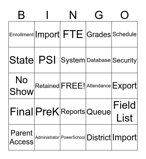 PowerSchool Bingo Card