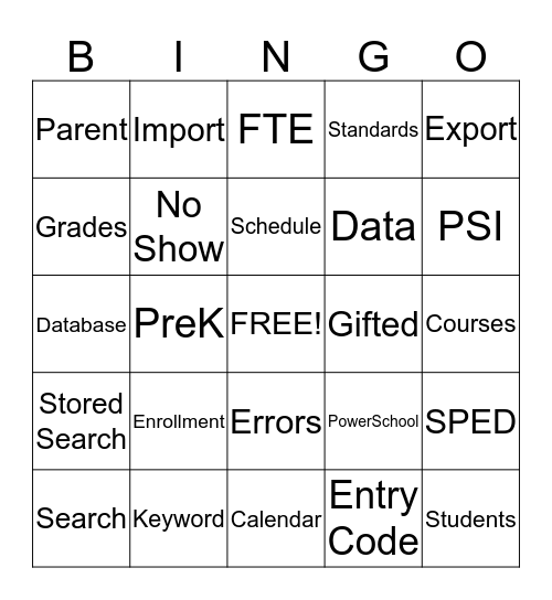 PowerSchool Bingo Card