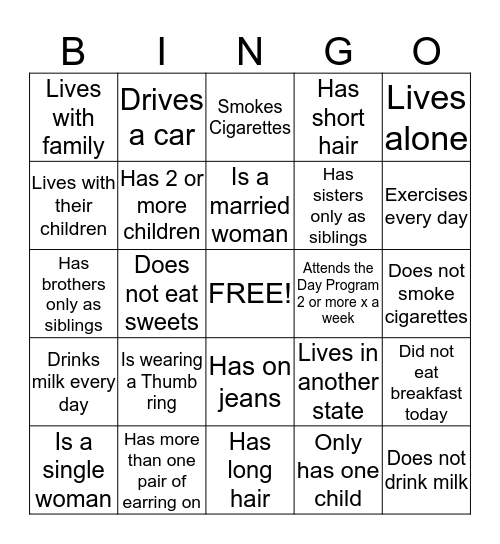 "Women Only" Bingo Card