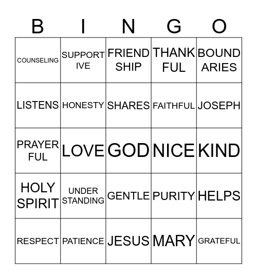 GOOD MARRIAGE Bingo Card