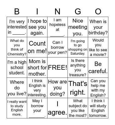 Let's play Futsuka BINGO! Bingo Card