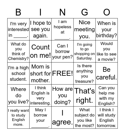 Let's play Futsuka BINGO! Bingo Card