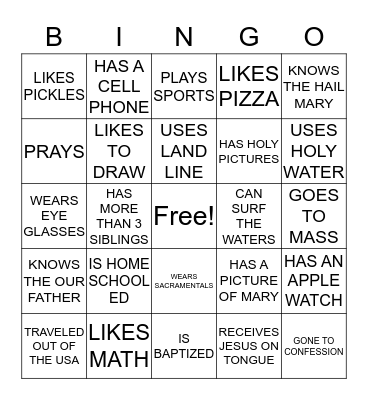 GETTING TO KNOW OTHERS Bingo Card