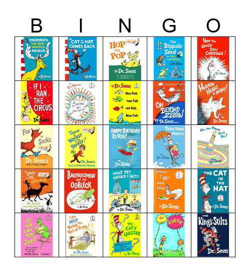 Dr. Seuss book bingo Card