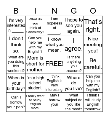 Let's play Futsuka BINGO! Bingo Card