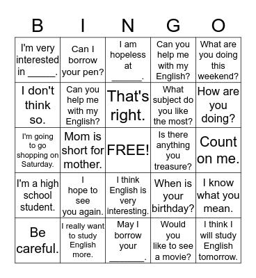 Let's play Futsuka BINGO! Bingo Card