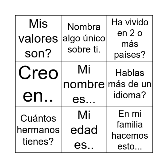 Bingo de Diversidad Bingo Card