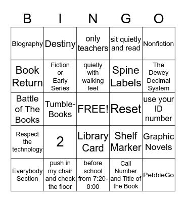 Library Bingo Card