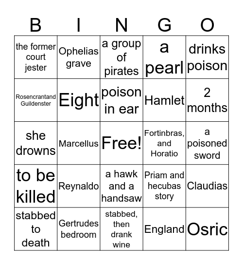 Hamlet Bingo  Bingo Card