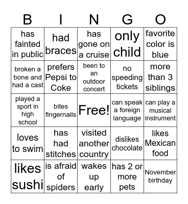 SHRM IceBreaker Bingo Card