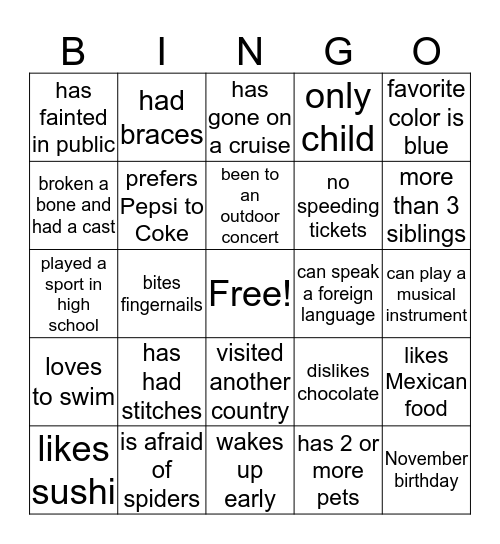 SHRM IceBreaker Bingo Card