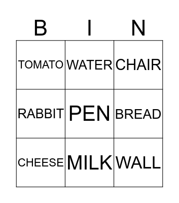 COUNTABLE NOUNS Bingo Card