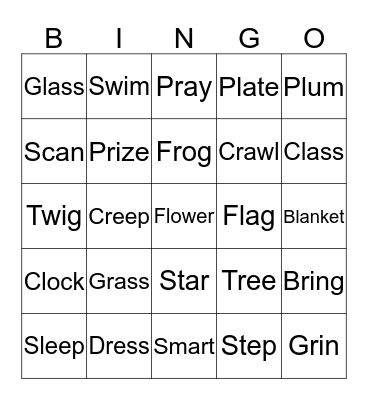Consonant Blends Bingo Card