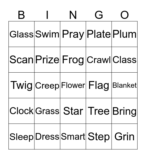 Consonant Blends Bingo Card