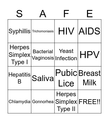 STD BINGO !!!!! Bingo Card