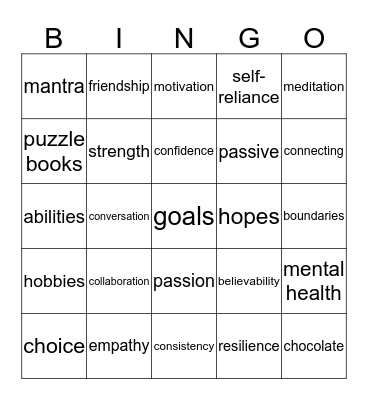 steps Bingo Card