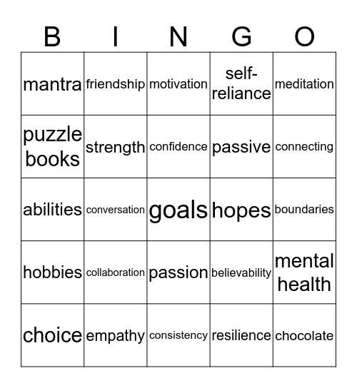 steps Bingo Card