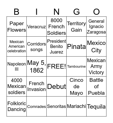 Cinco de Mayo  Bingo Card